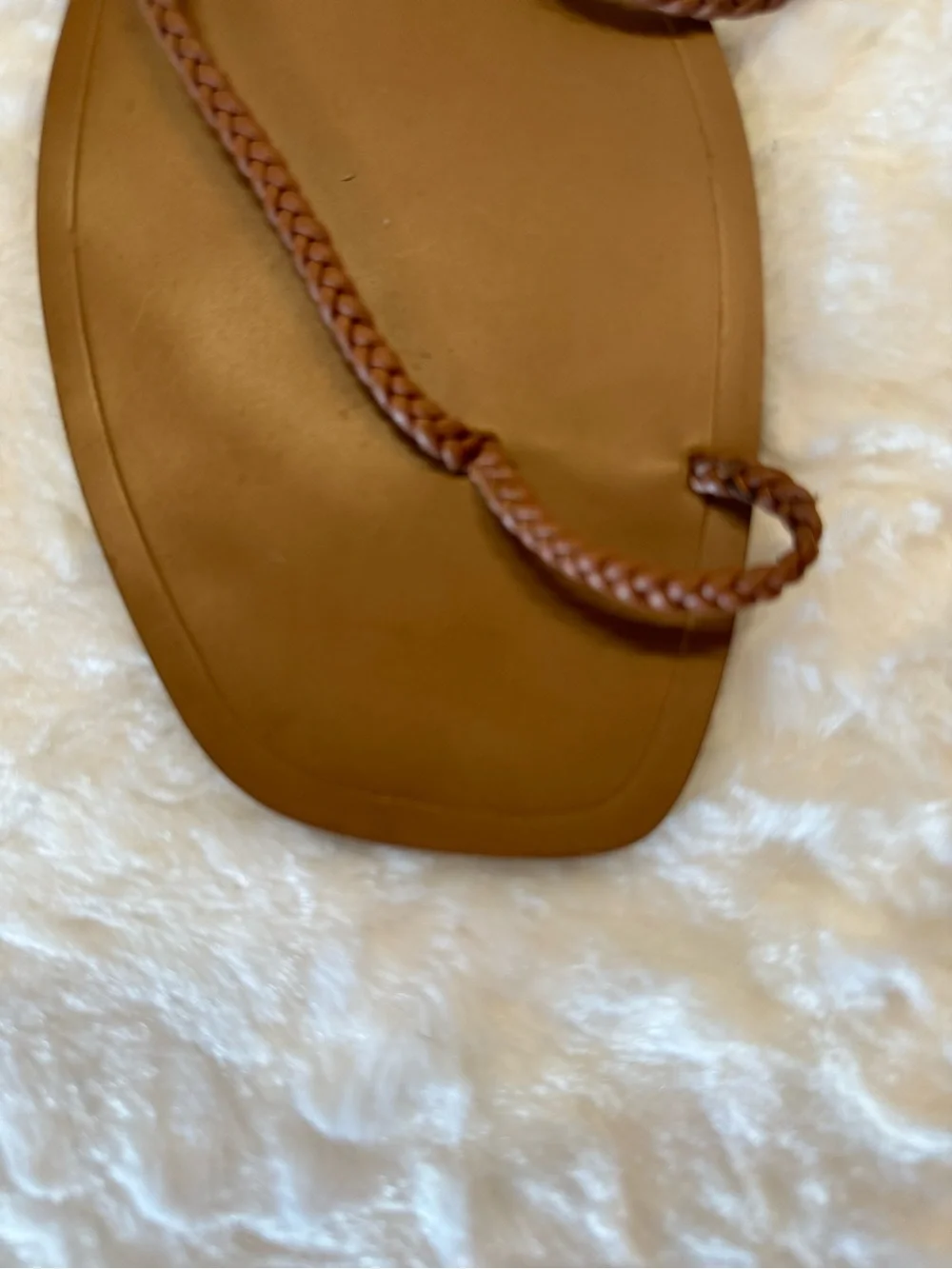 Zara Women's Braided Leather Flat Sandals - In Cognac- Size 42 or 11 - Picture 8 of 11